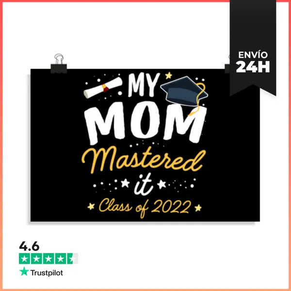 Póster Horizontal Camiseta De Graduación De Máster Mi Esposa Se