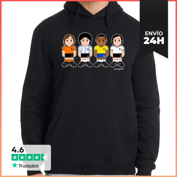 Sudadera Unisex Con Capucha Futbolistas Clásicos LaTostadora