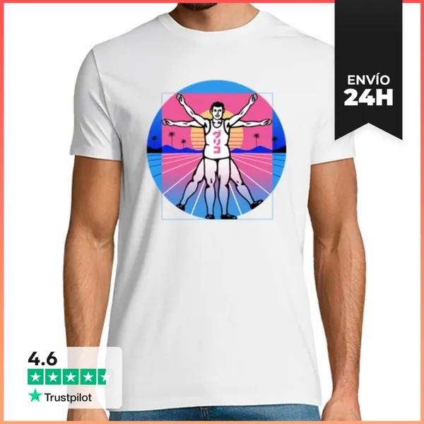 Camiseta Hombre Clásica Camisa De Hombre De Vitruvio Corriendo
