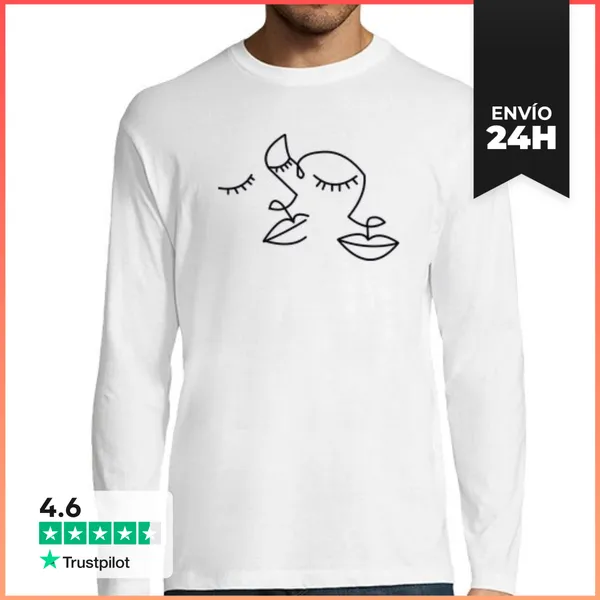 Camiseta Hombre Manga Larga Hombre, Manga Larga, Blanco