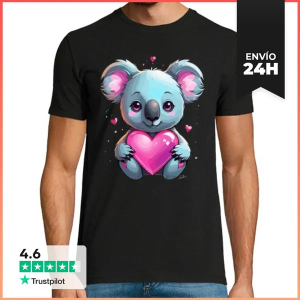 Camiseta Hombre Clásica Lindo Corazón De Koala LaTostadora
