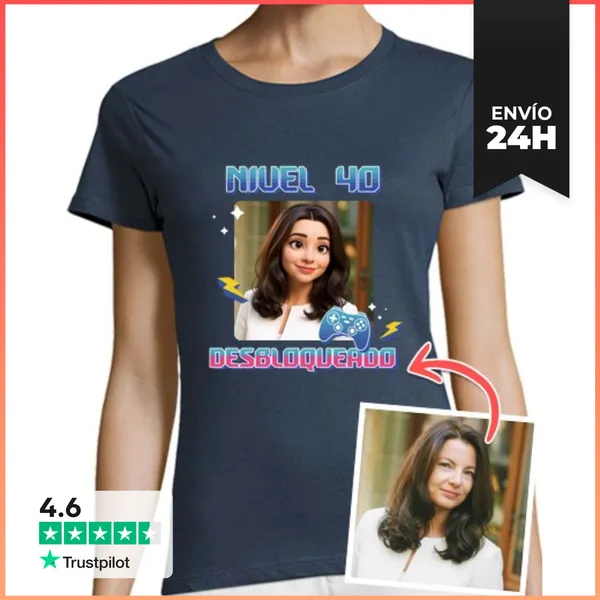 Camiseta Mujer Clásica Efecto Animación 3D Camiseta Nivel 40