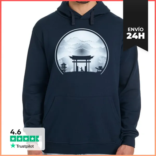 Sudadera Unisex Con Capucha Templo Samurai Blue LaTostadora