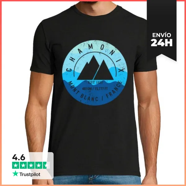 Camiseta Hombre Clásica Camiseta De Chamonix Mont Blanc Camiseta