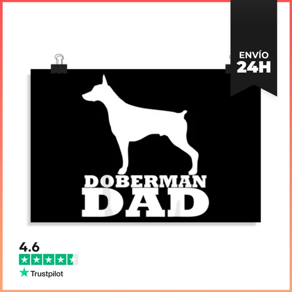 Póster Horizontal Mens Doberman Papá Dobie Papá Doberman