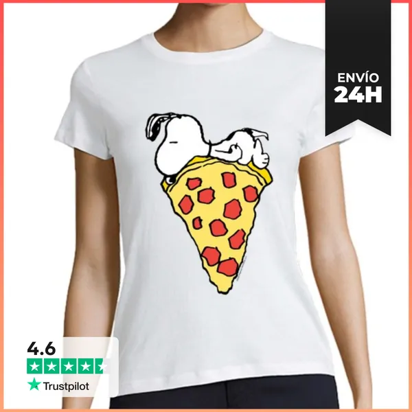 Camiseta Mujer Clásica Snoopy Casa Es Pizza Vintage LaTostadora