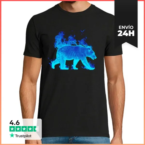 Camiseta Hombre Clásica Oso De Fuego LaTostadora