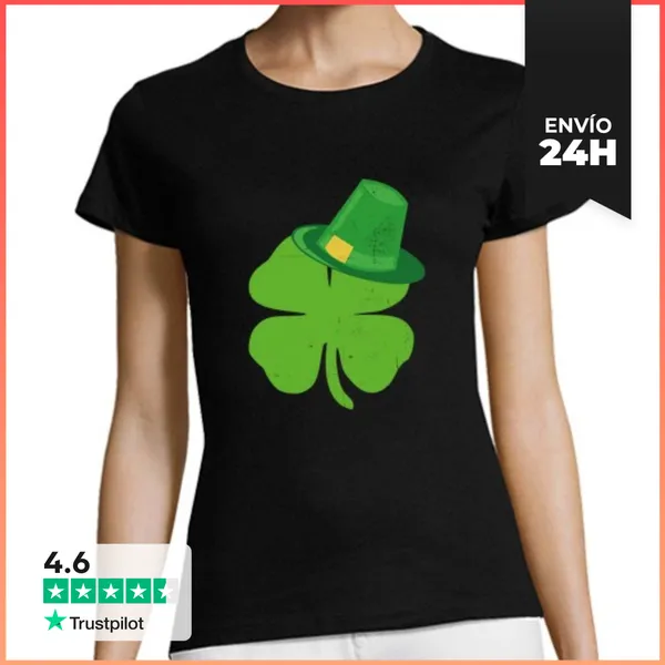 Camiseta Mujer Clásica Mujer, Manga Corta, Negra, Calidad Premium