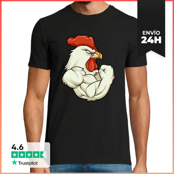 Camiseta Hombre Clásica Gallo En El Gimnasio Fitness
