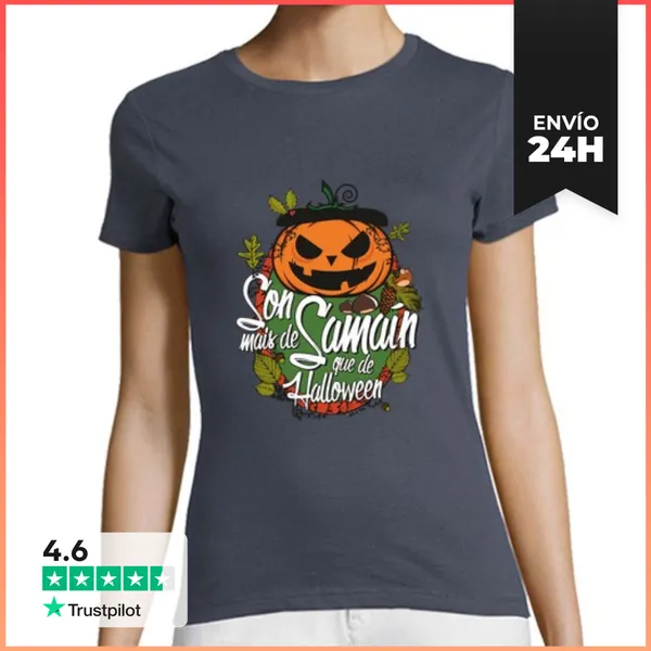 Camiseta Mujer Clásica Son Mais De Samaín Que De Halloween -