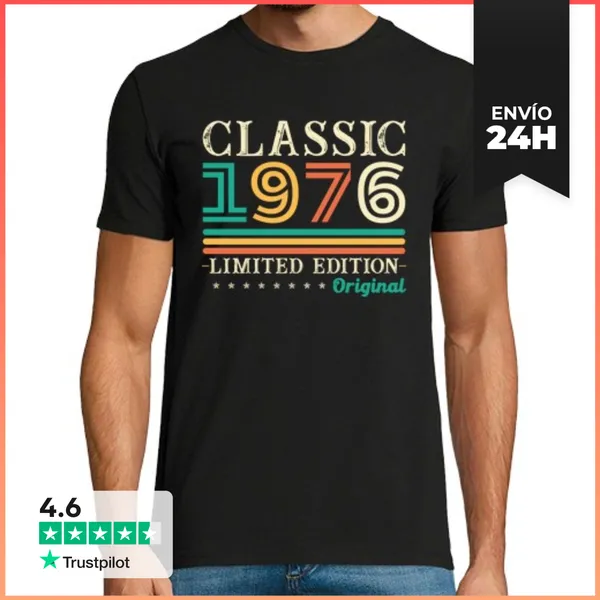 Camiseta Hombre Clásica 1976 Vintage Cumpleaños Retro 1976