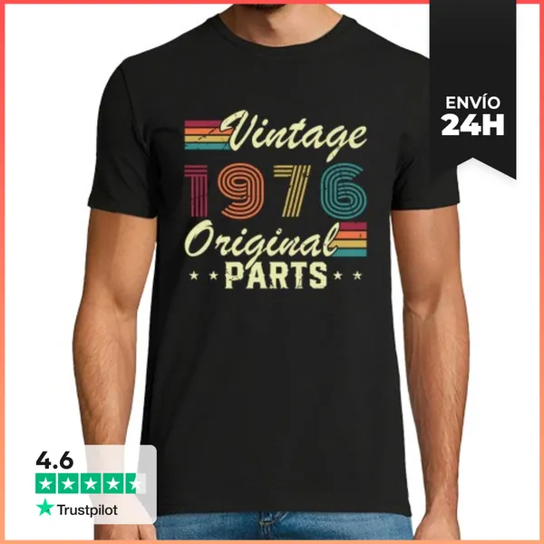 Camiseta Hombre Clásica 50 Años 1976 Vintage Cumpleaños Retro