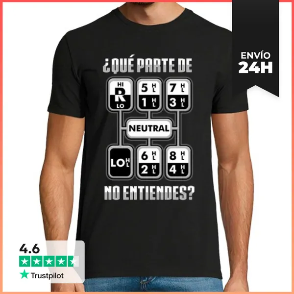 Camiseta Hombre Clásica Camión Humor Cambio De Marchas Chófer