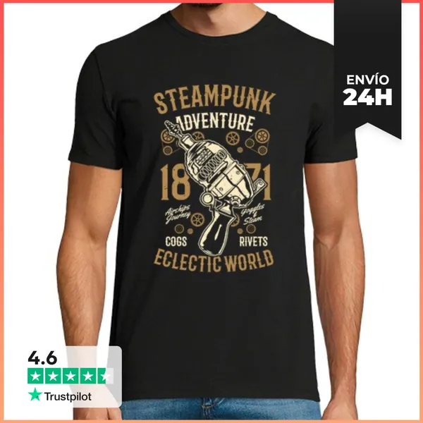 Camiseta Hombre Clásica Steampunk Adventure LaTostadora
