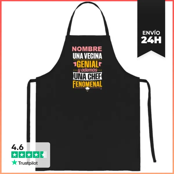 Delantal NOMBRE Vecina Genial Chef Fenomenal LaTostadora
