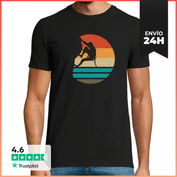 Camiseta Hombre Clásica Rock Climbing Climber Retro LaTostadora