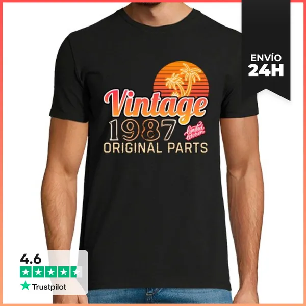 Camiseta Hombre Clásica Vintage 1987 Original Parts Regalo