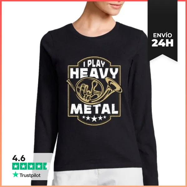 Camiseta Mujer Manga Larga Trompa Francesa Toco La Trompa De