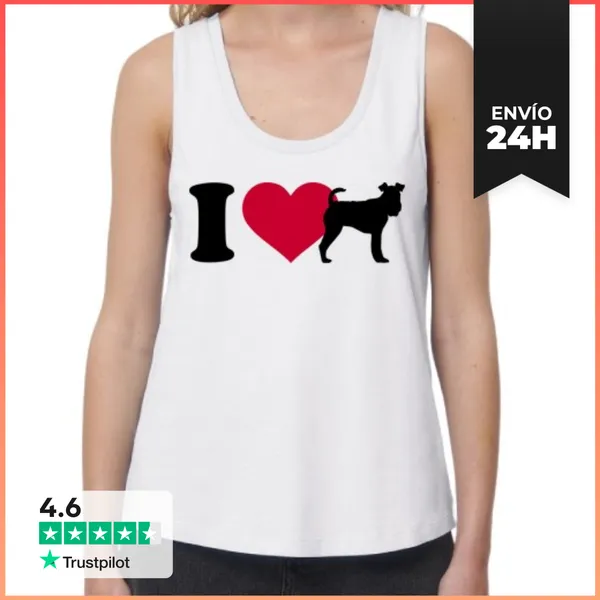 Camiseta Mujer Sin Mangas, Loose Fit Amo Fox Terrier LaTostadora