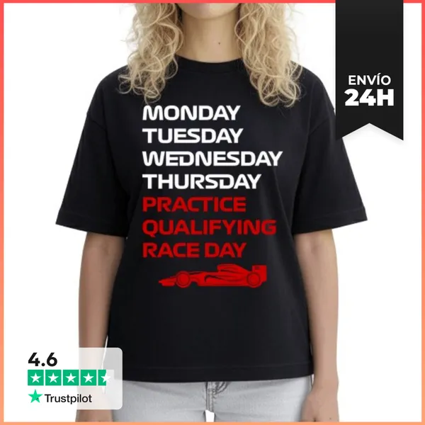 Camiseta Mujer Boxy F1 WEEK PRACTICE QUALIFYING RACE DAY