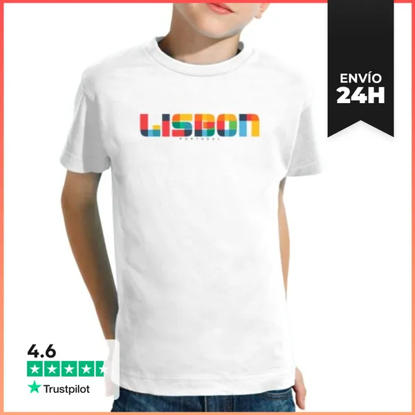 Camiseta Clásica Para Niños Lisboa Portugal Estilo Cmyk Pop Art