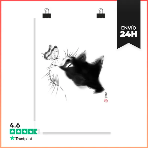 Póster Vertical Curious Cat LaTostadora