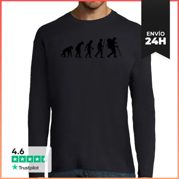 Camiseta Hombre Manga Larga Paso De La Evolución De La Montaña