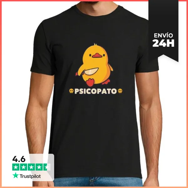 Camiseta Hombre Clásica Camiseta Psicópato Pollito Con Cuchillo