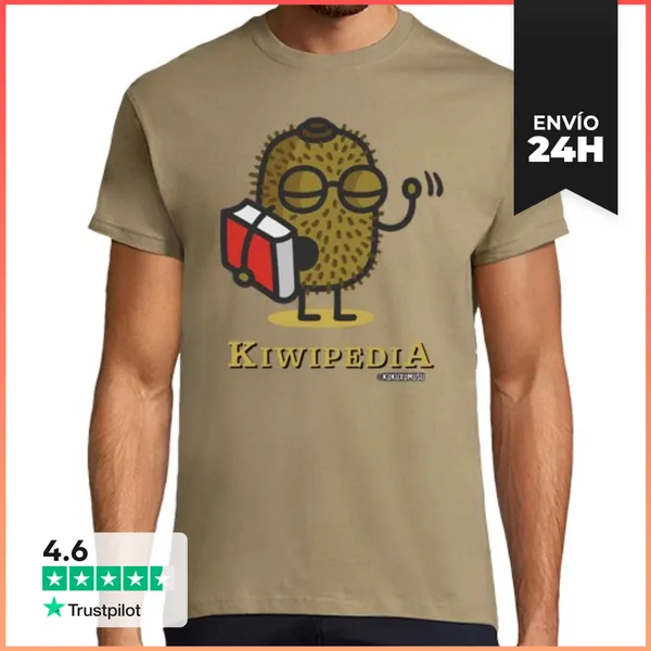Camiseta Hombre Clásica KIWIPEDIA-NEGRO LaTostadora