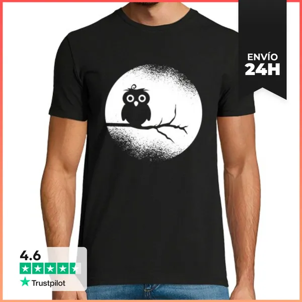 Camiseta Hombre Clásica Búho Luna LaTostadora