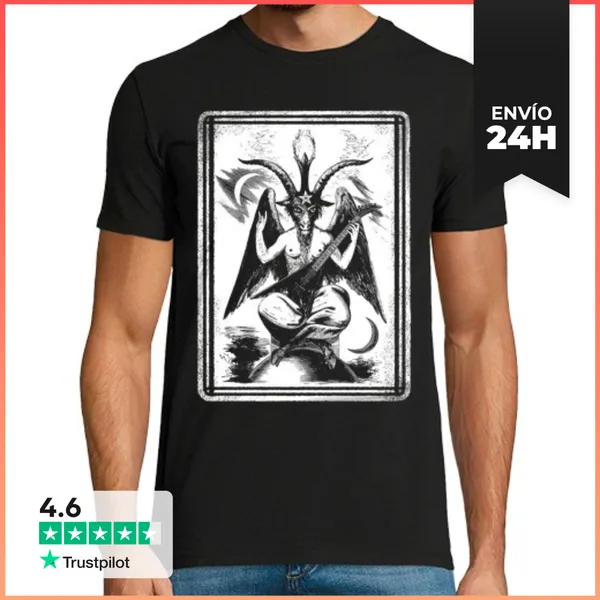 Camiseta Hombre Clásica Baphomet Flecha Negra LaTostadora