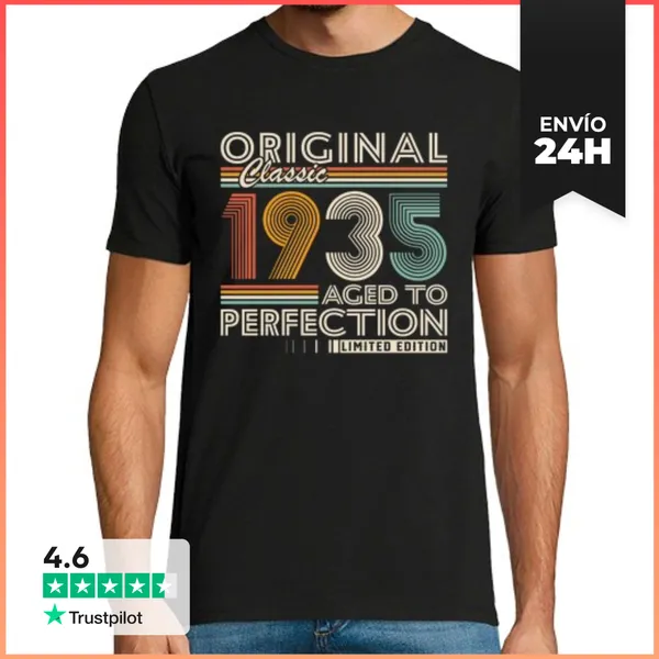 Camiseta Hombre Clásica 90 Cumpleaños 90 Años Vintage 1935