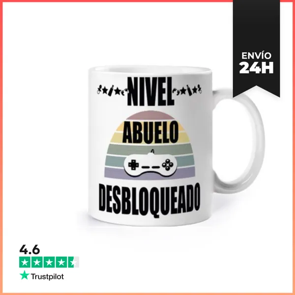Taza Gamer Nivel Abuelo Desbloqueado Negro LaTostadora