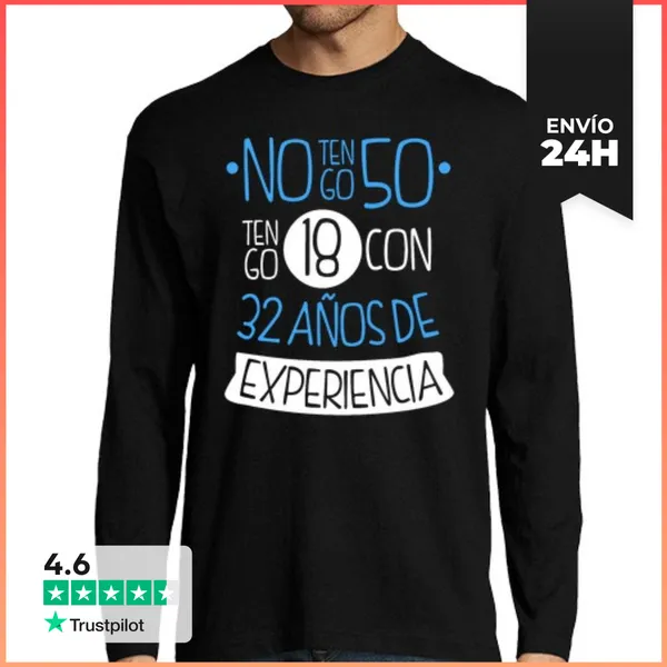 Camiseta Hombre Manga Larga 50 Años (Hombre) Fondo Oscuro