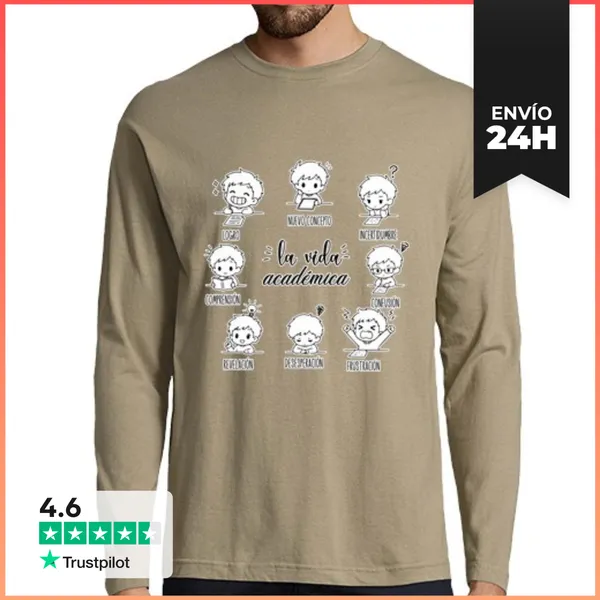 Camiseta Hombre Manga Larga Camiseta Vida Académica Ciclo