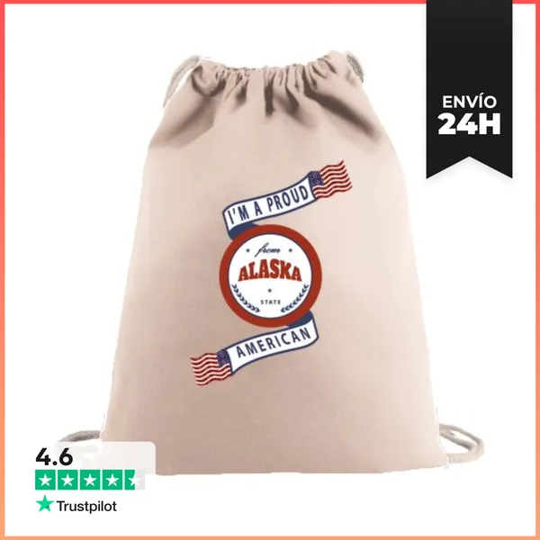 Mochila Saco Con Cuerdas Insignia Del Estado De Alaska Orgulloso