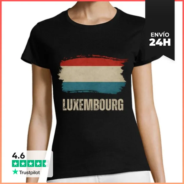 Camiseta Mujer Clásica Bandera De Luxemburgo Vintage Grunge