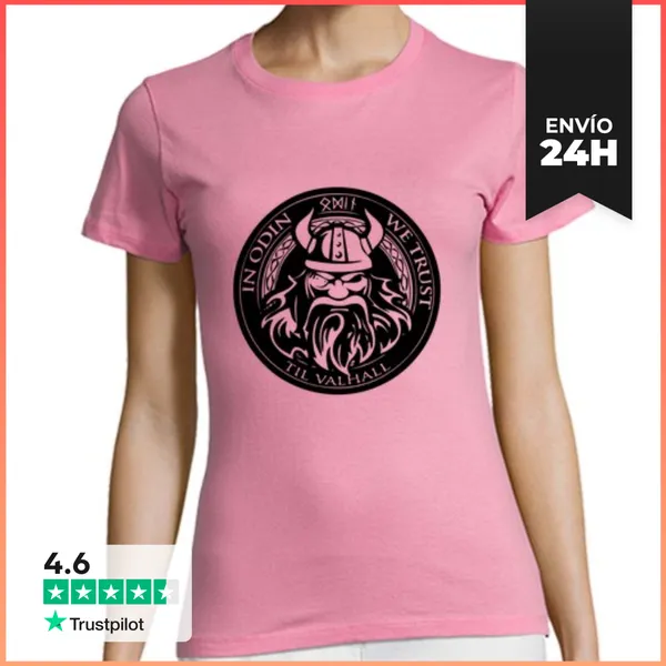 Camiseta Mujer Clásica Girl T-shirt In Odin We Trust LaTostadora