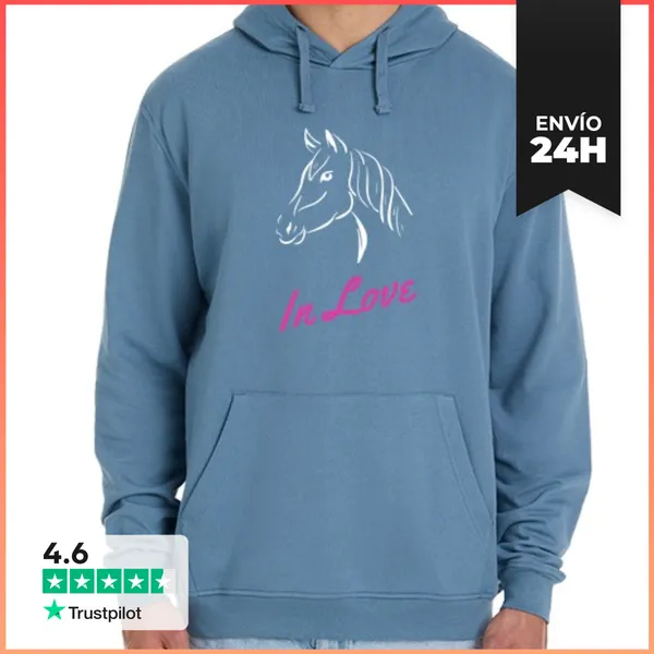 Sudadera Unisex Con Capucha Caballo Enamorado Montando Camiseta