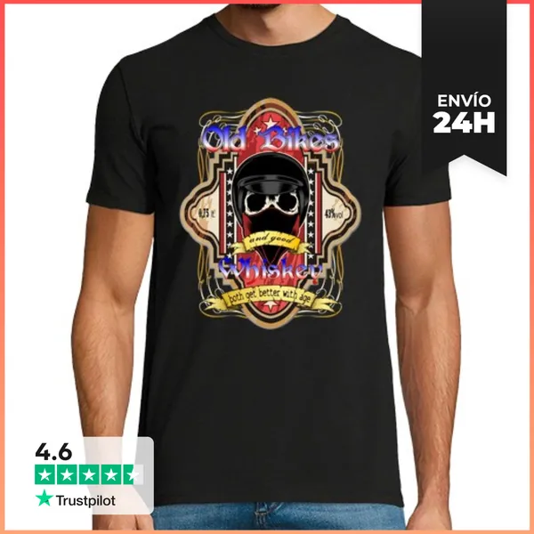 Camiseta Hombre Clásica Old Bikes And Good Whiskey LaTostadora