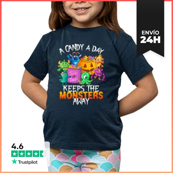 Camiseta Clásica Para Niños Monstruos De Halloween Dulces Lindas