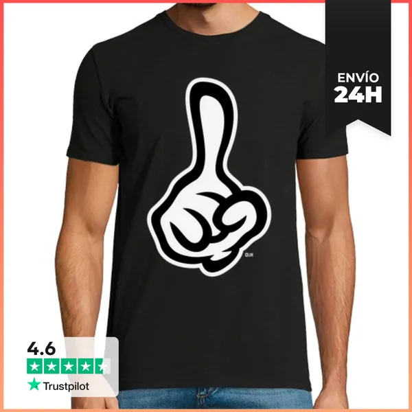 Camiseta Hombre Clásica Dedo Índice Levantado - Derecho - Neg 2