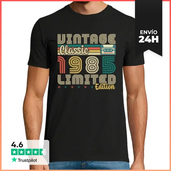 Camiseta Hombre Clásica 40 Cumpleaños 40 Años Vintage 1985