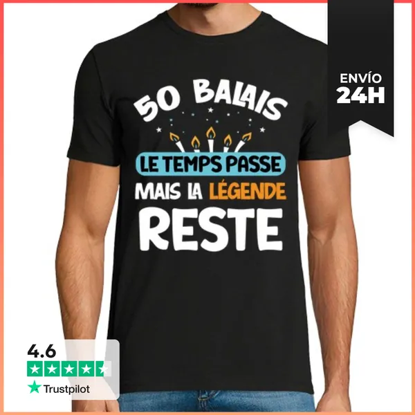 Camiseta Hombre Clásica Aniversario Década 50 Años Cita