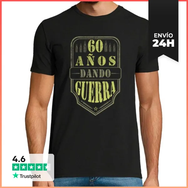 Camiseta Hombre Clásica 60 Cumpleaños, 60 Años Dando Guerra,