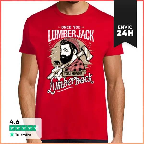 Camiseta Hombre Clásica Leñador Madera Ilustración Retro