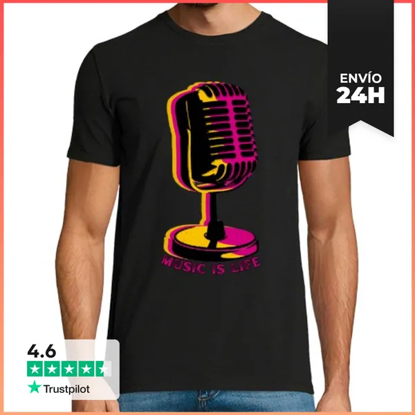 Camiseta Hombre Clásica Music Is Life LaTostadora