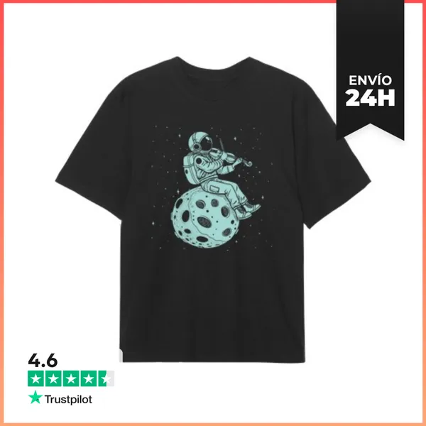 Camiseta Oversize ASTRONAUTA TOCANDO EL VIOLÍN EN LA LUNA