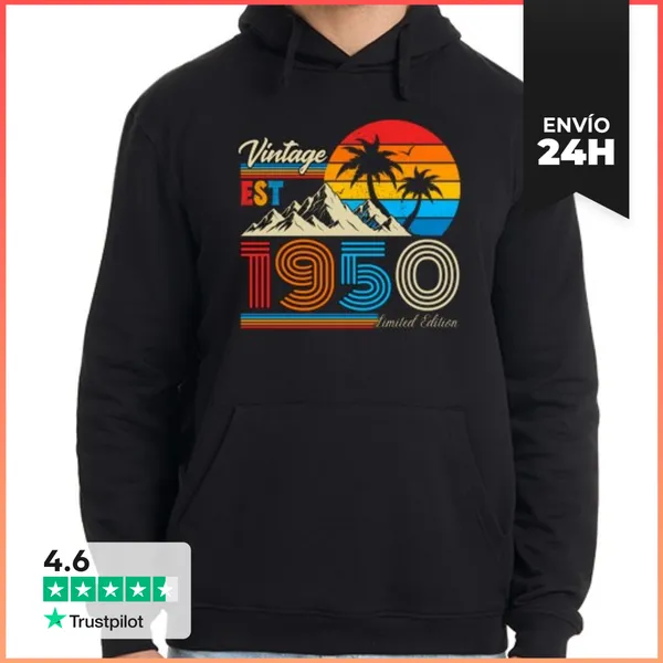 Sudadera Unisex Con Capucha Vintage 1950 Estilo Retro Palmeras