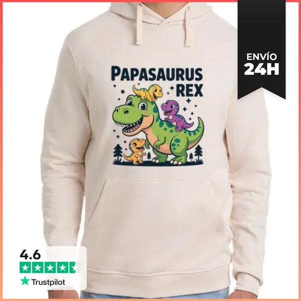 Sudadera Unisex Con Capucha PAPASAURUS REX Dinosaurio Regalo Para